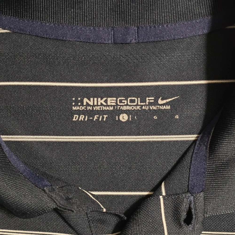 Nike Golf Dri-FIT Polo Men's L Palos Verdes Golf Club Navy Striped Shirt